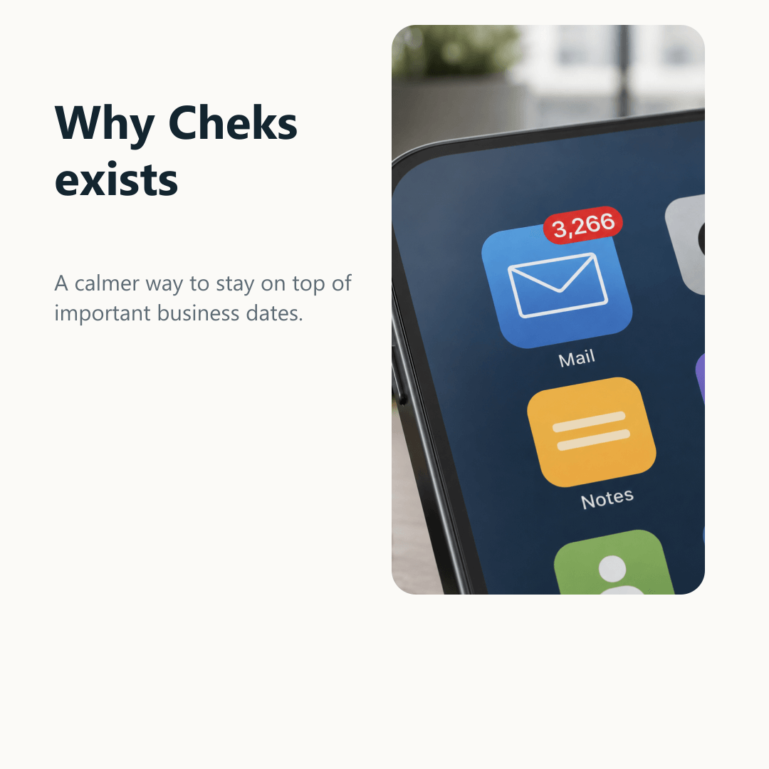 Why Cheks exists article graphic beside a phone screen.
